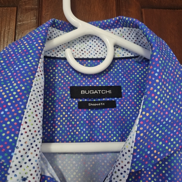 Bugatchi Blue Dotted Multi Color Shirt - Picture 11 of 13